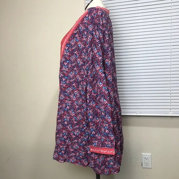 Woman Within Tunic Top Women’s Size 5X Color Orange Floral Long Sleeve’s Notched - Picture 4 of 14